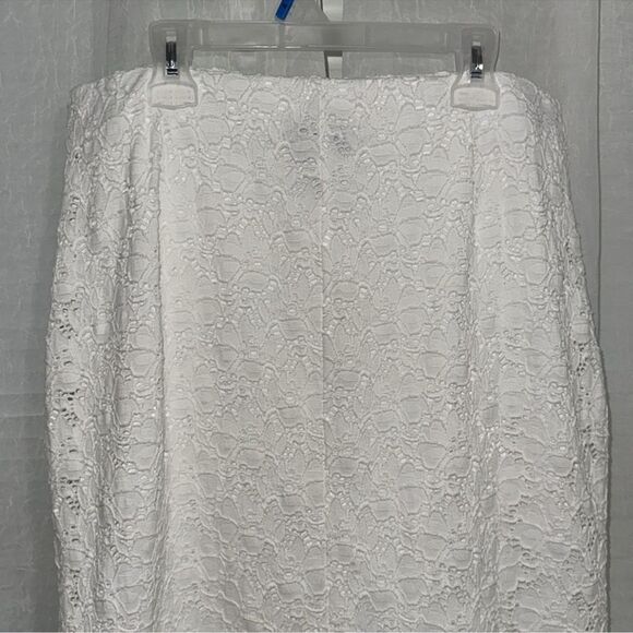 Alfani 8 White Stretch Floral Lace Pull On Pencil Skirt - Picture 4 of 10